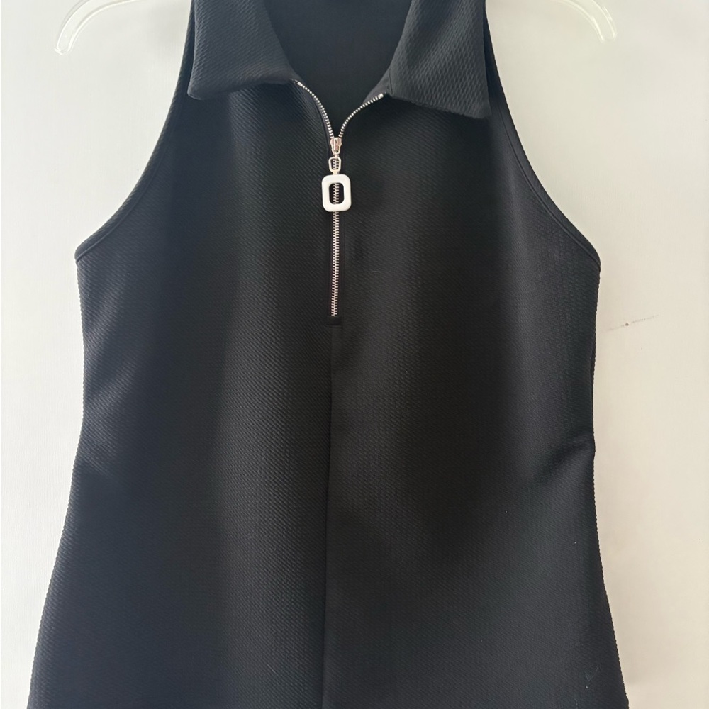 SHEIN Black Zip-Up Tank Top